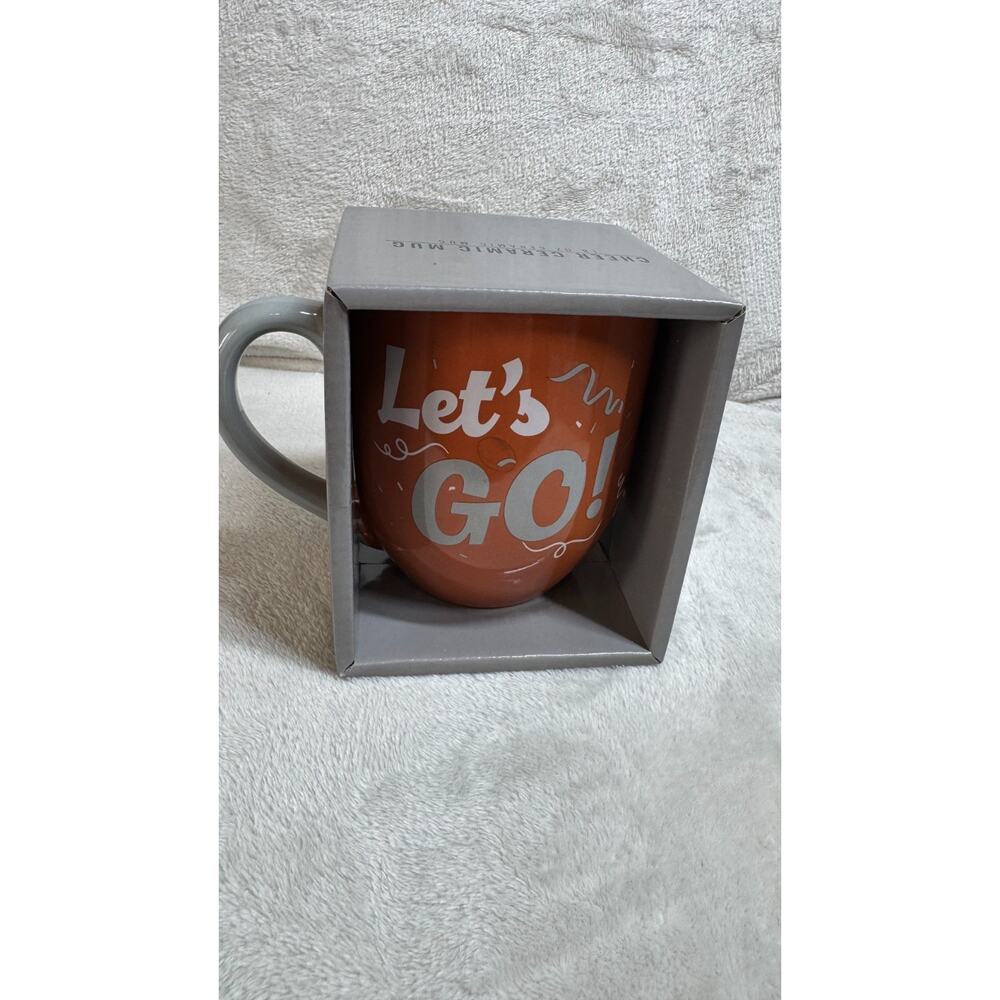 UT Longhorns NEW 18 0z Cheer Mug Let's Go! The Memory Company Ceramic Football
